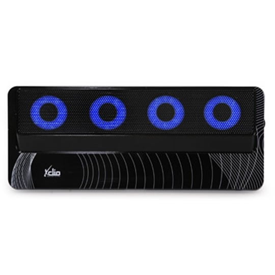Xclio ONE Compact Notebook Cooler Silver 4x40mm Quiet Blue LED Fans Adjustable Upto 16" Laptops
